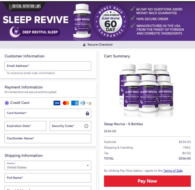 Sleep Revive Order Page